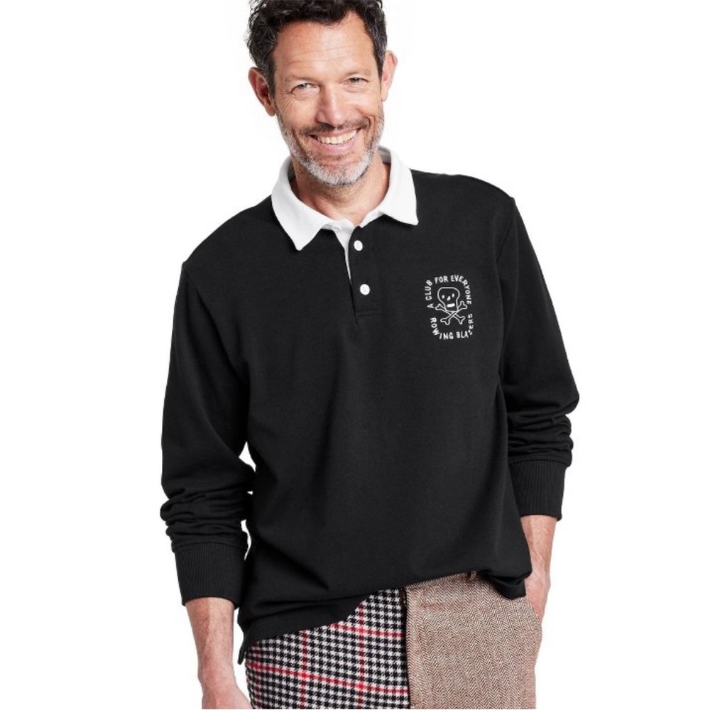 Size LRG- Rowing Blazers X Target Embroidered Skull Graphic Collared Rugby Shirt